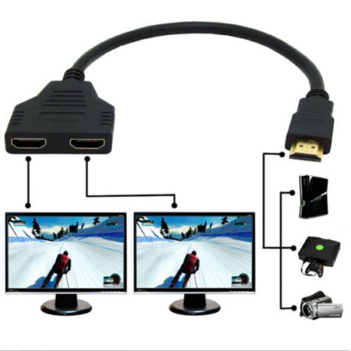 כבל מפצל HDMI זכר ל- 2 HDMI נקבה
